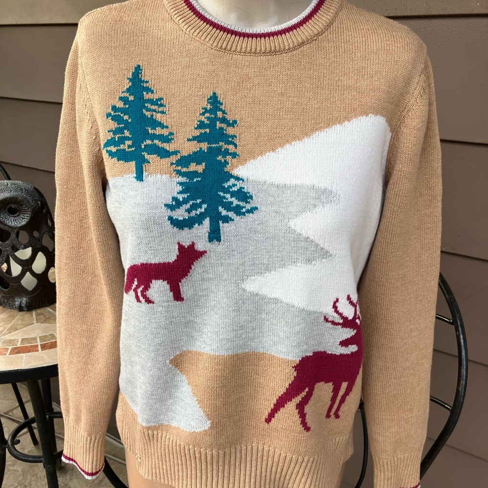 Charter Club Beige Sweater with Nature Motif